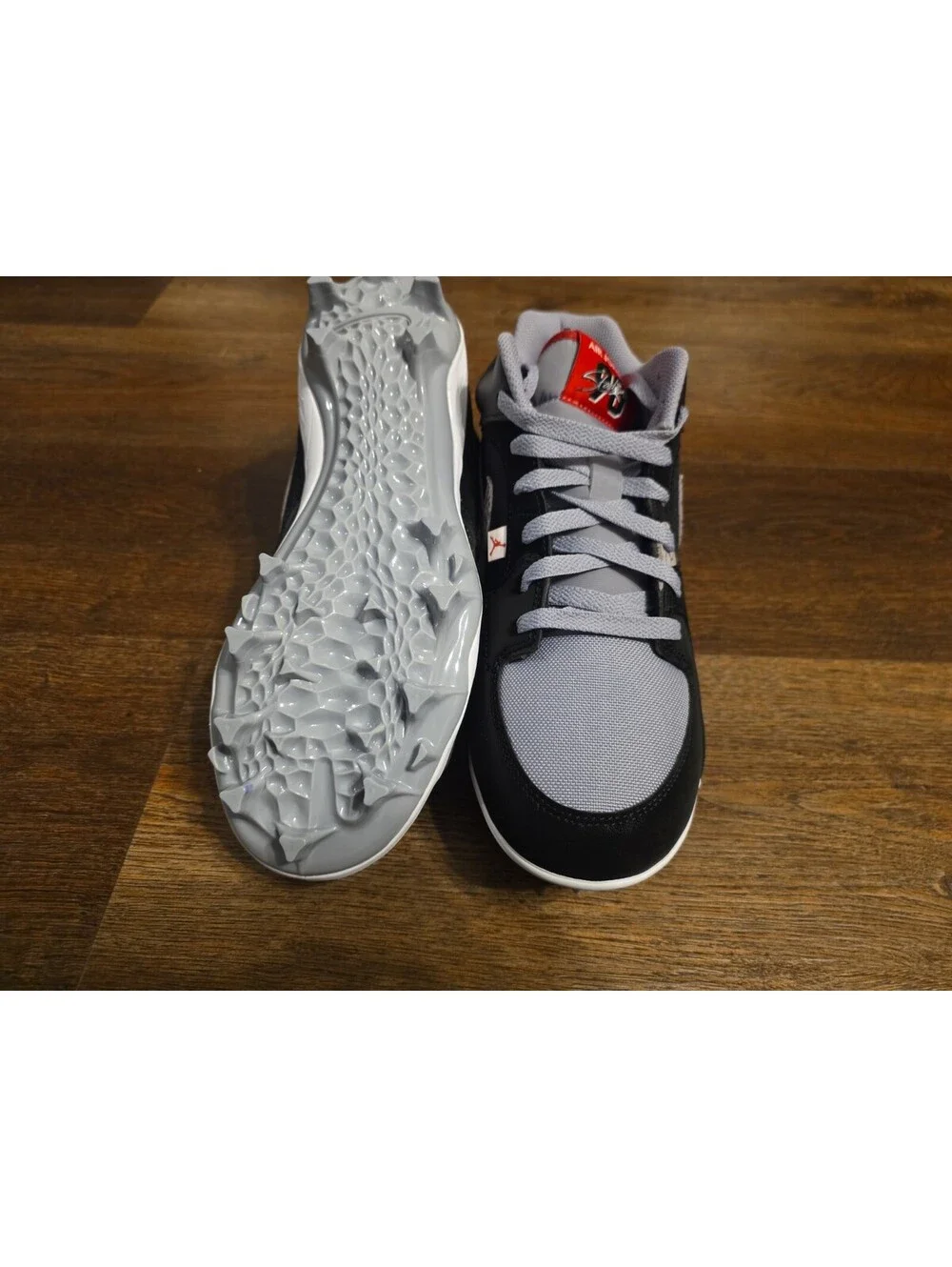 Size 9.5 Nike Air Jordan Stadium 90 Low TD Black Cement Football HQ0210-060 Men